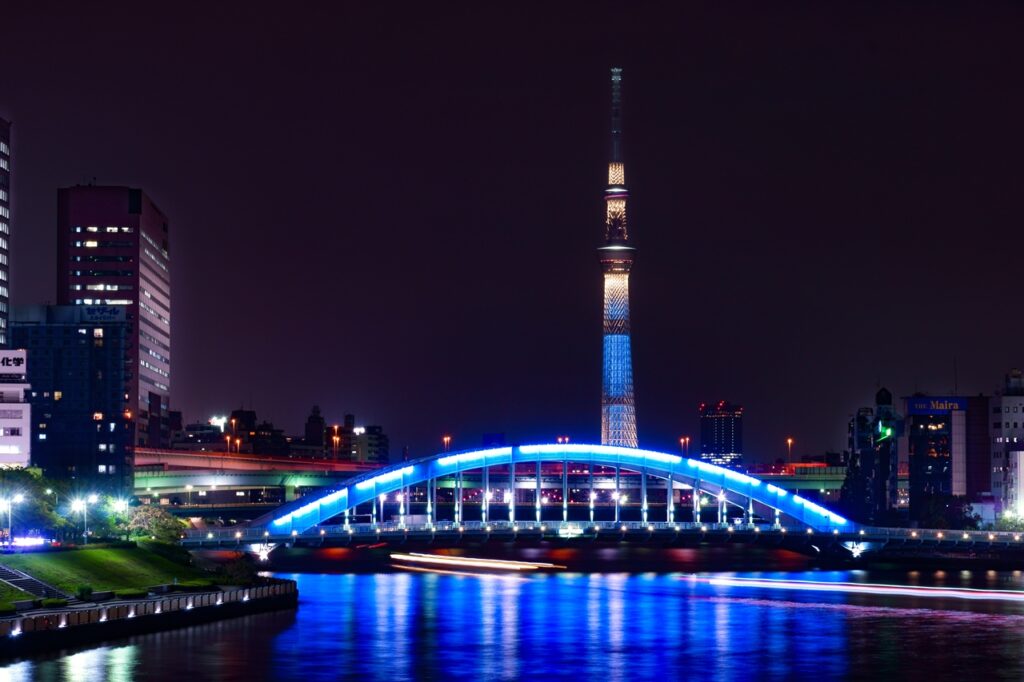 ライトアップされた永代橋