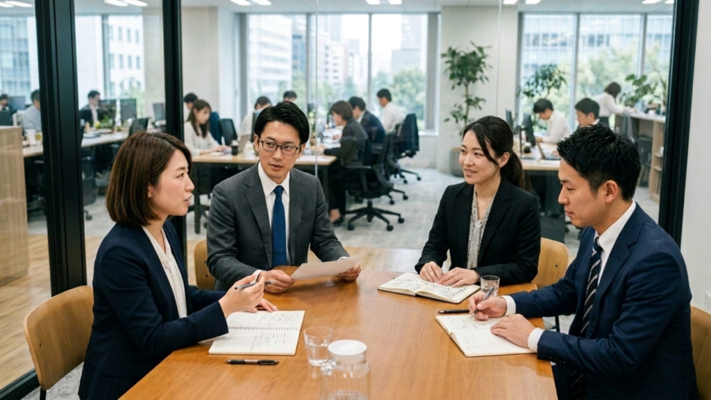 社内でミーティング